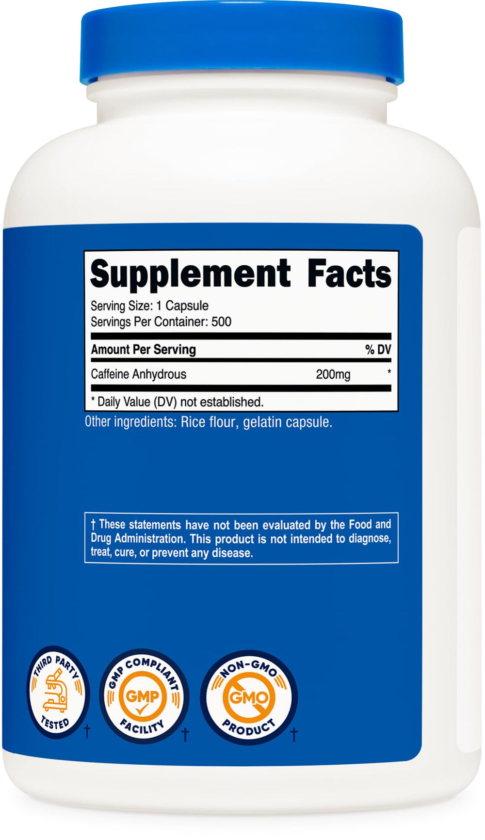Non-GMO, Gluten Free, Sugar Free labeling and facility icons