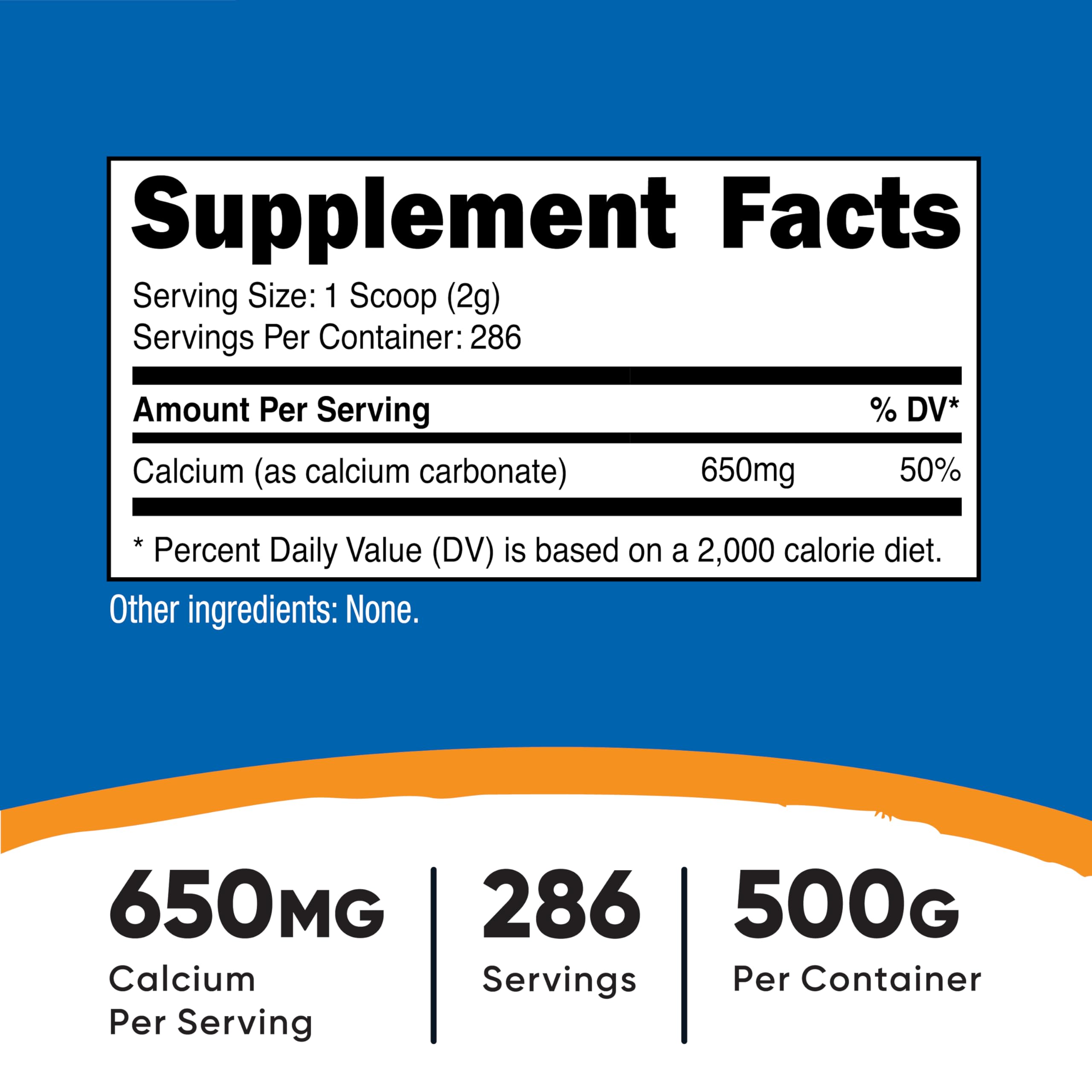 Two 500g bottles of Nutricost Calcium Carbonate Powder