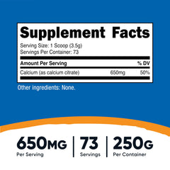 Nutricost Calcium Citrate Powder 250 g bottle unflavored