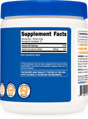 Ingredients and supplement facts for Nutricost Calcium Citrate Powder 250 g unflavored