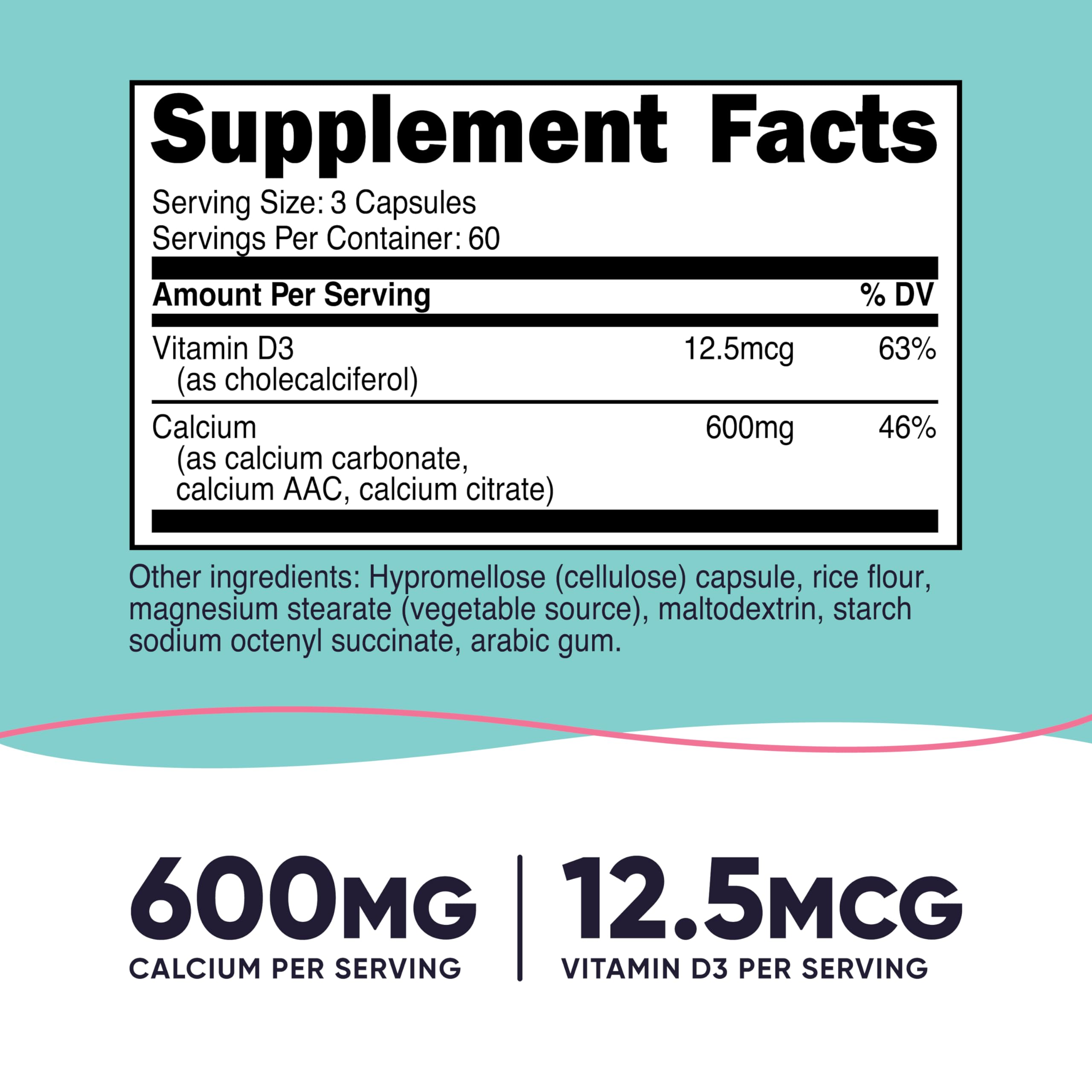 180 capsules bottle of Nutricost Calcium + Vitamin D3 for Women