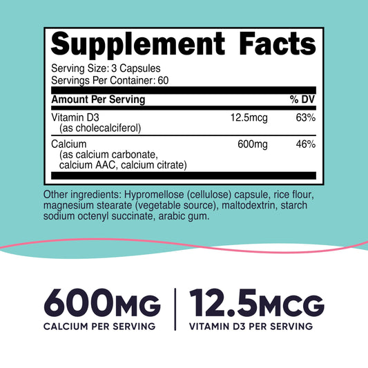 180 capsules bottle of Nutricost Calcium + Vitamin D3 for Women