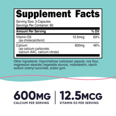 180 capsules bottle of Nutricost Calcium + Vitamin D3 for Women