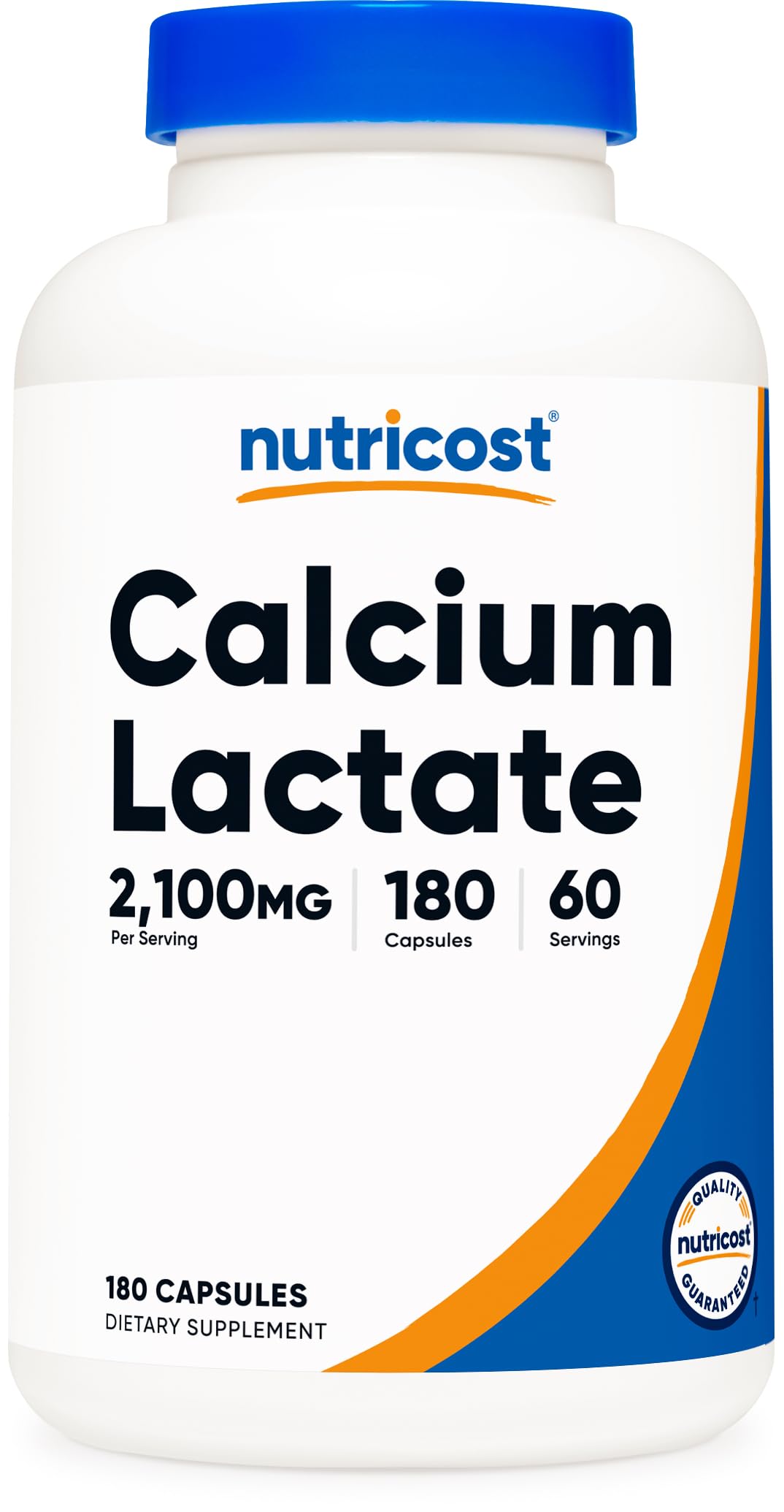 Nutricost Calcium Lactate bottle with 180 capsules