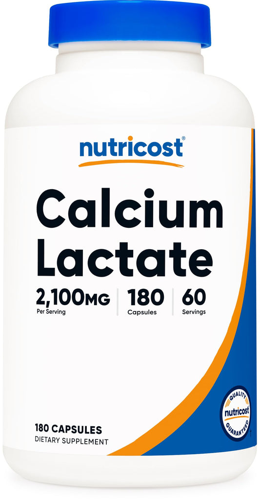 Nutricost Calcium Lactate bottle with 180 capsules