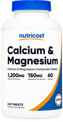 Nutricost Calcium & Magnesium Carbonate bottle label – 240 tablets