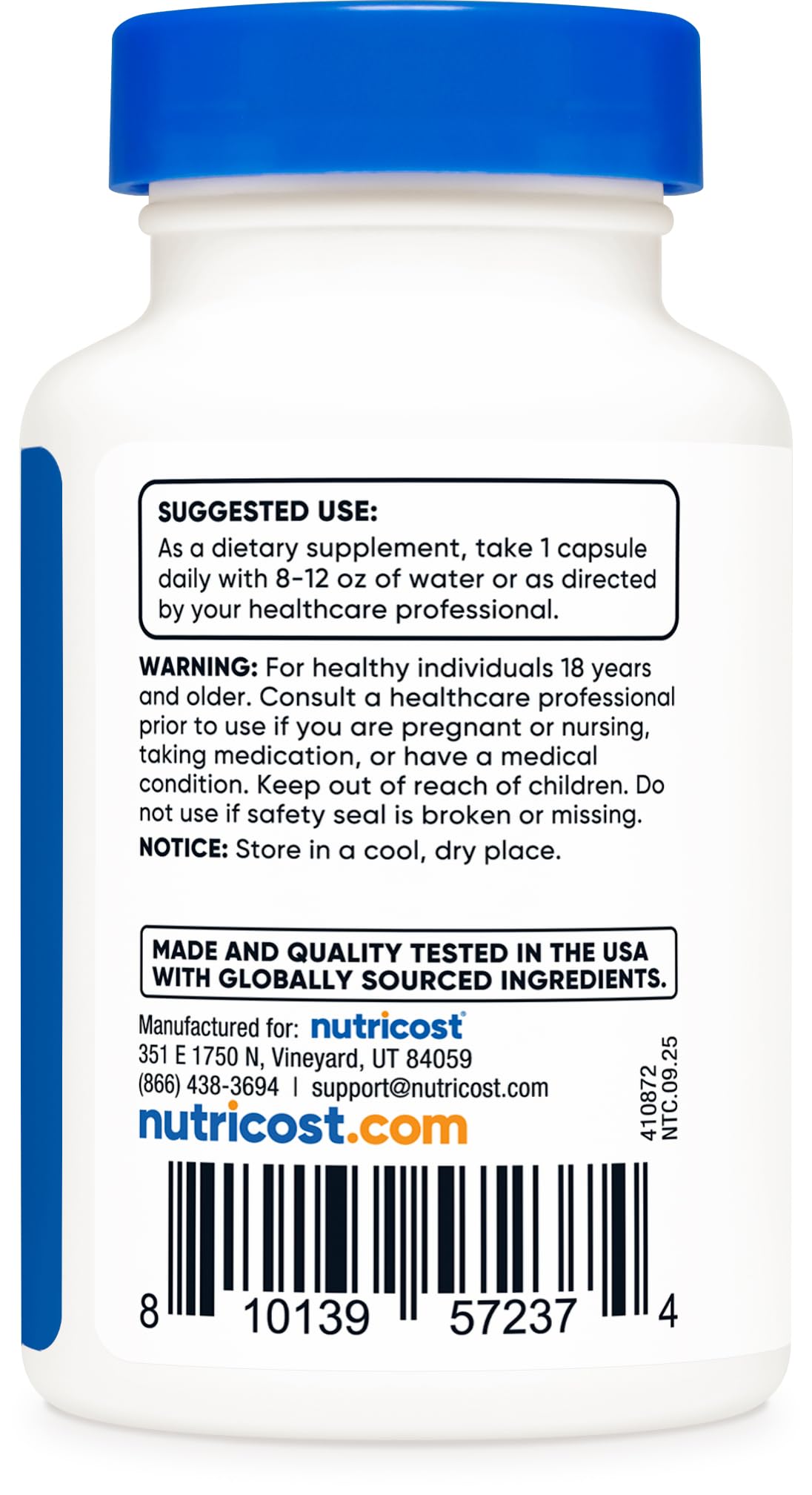 Easy-to-swallow Nutricost capsule packaging