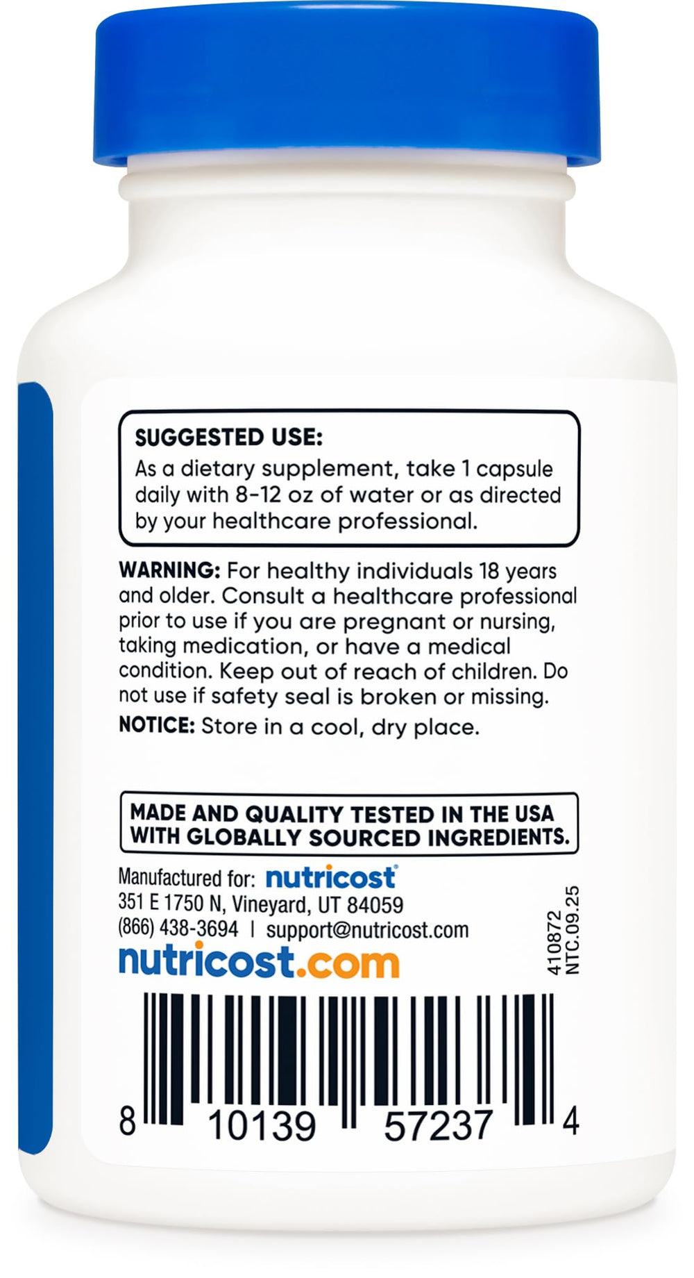 Easy-to-swallow Nutricost capsule packaging
