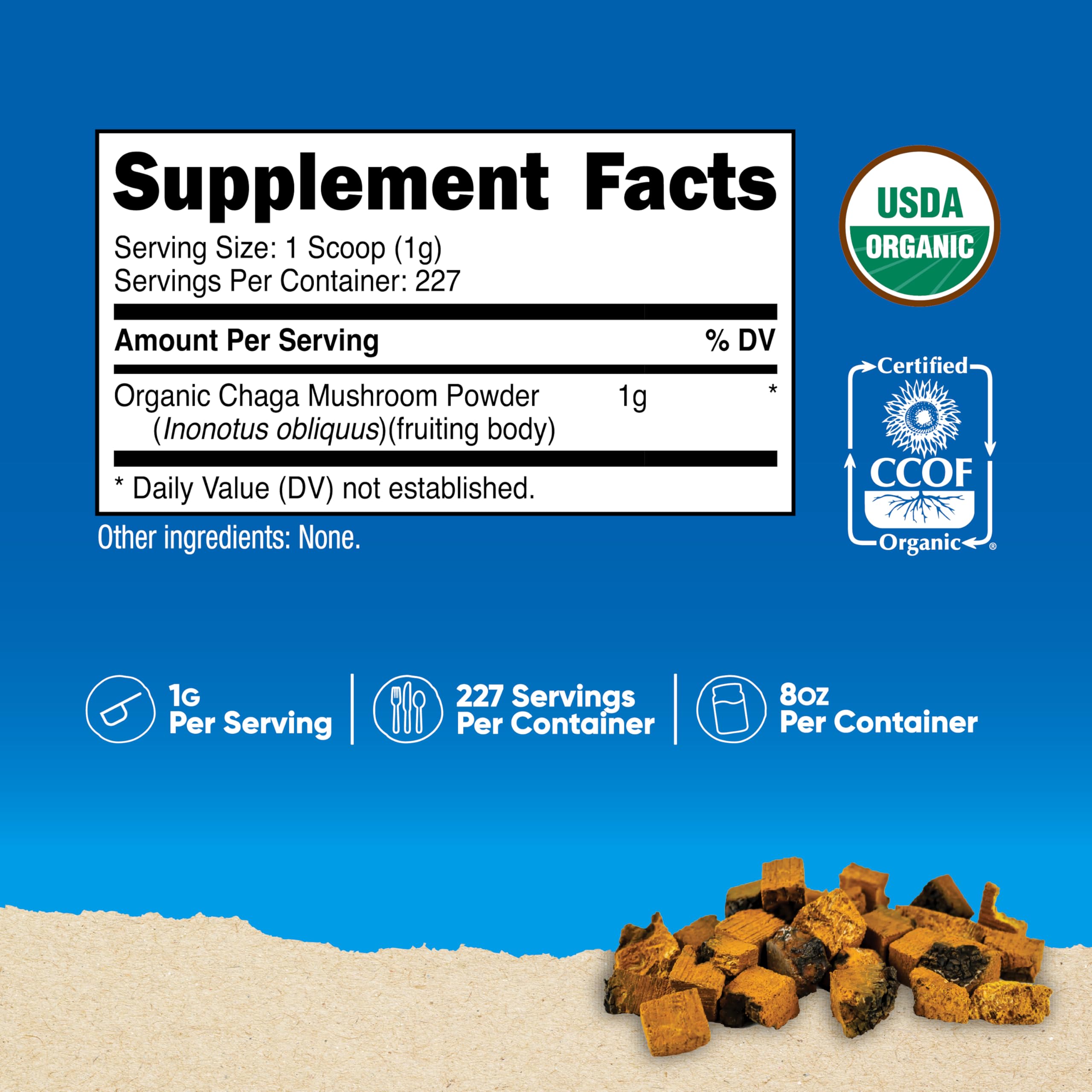 1 gram scoop with Nutricost Organic Chaga Powder