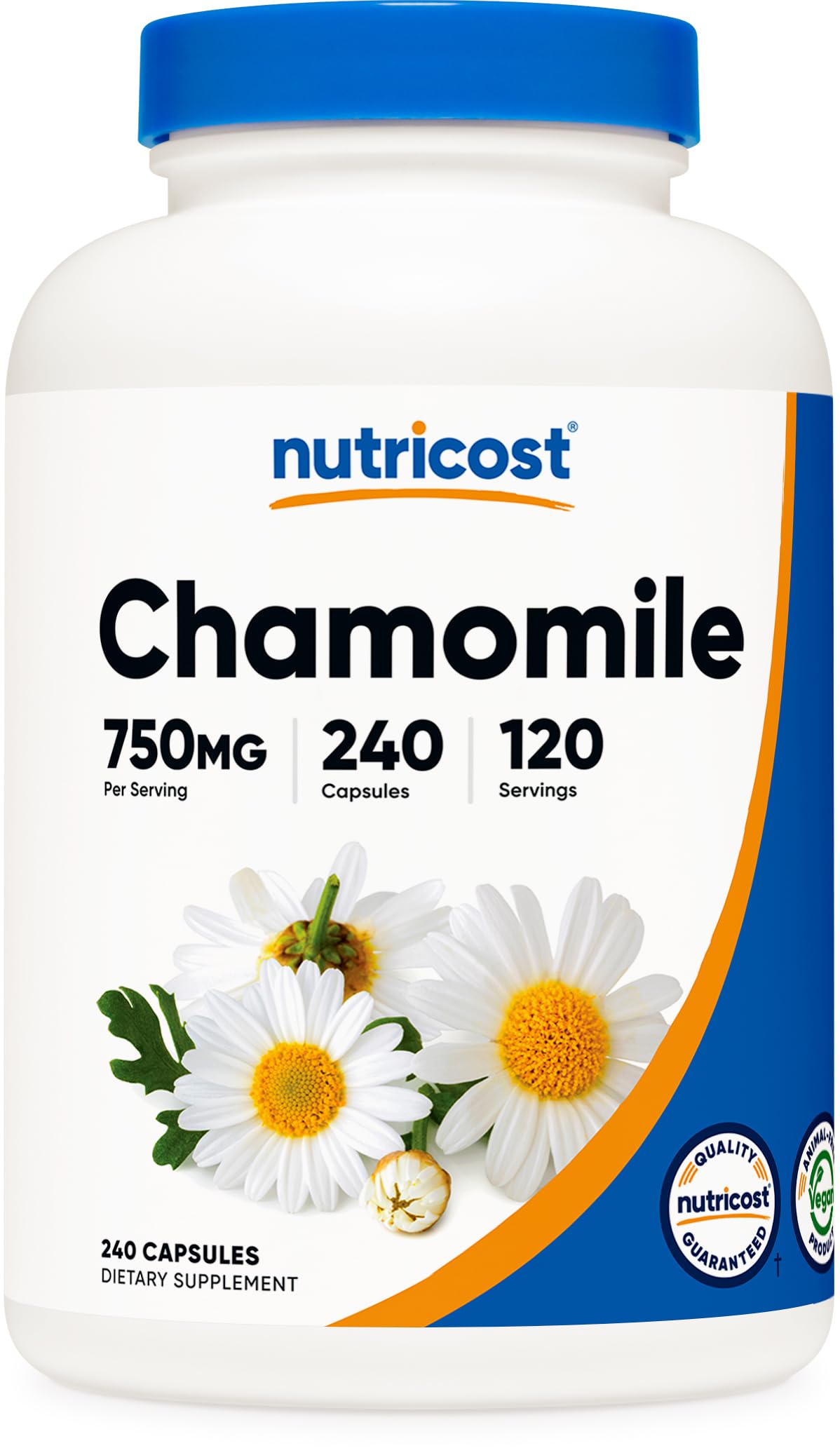 Nutricost Chamomile 750mg bottle with 240 veggie capsules