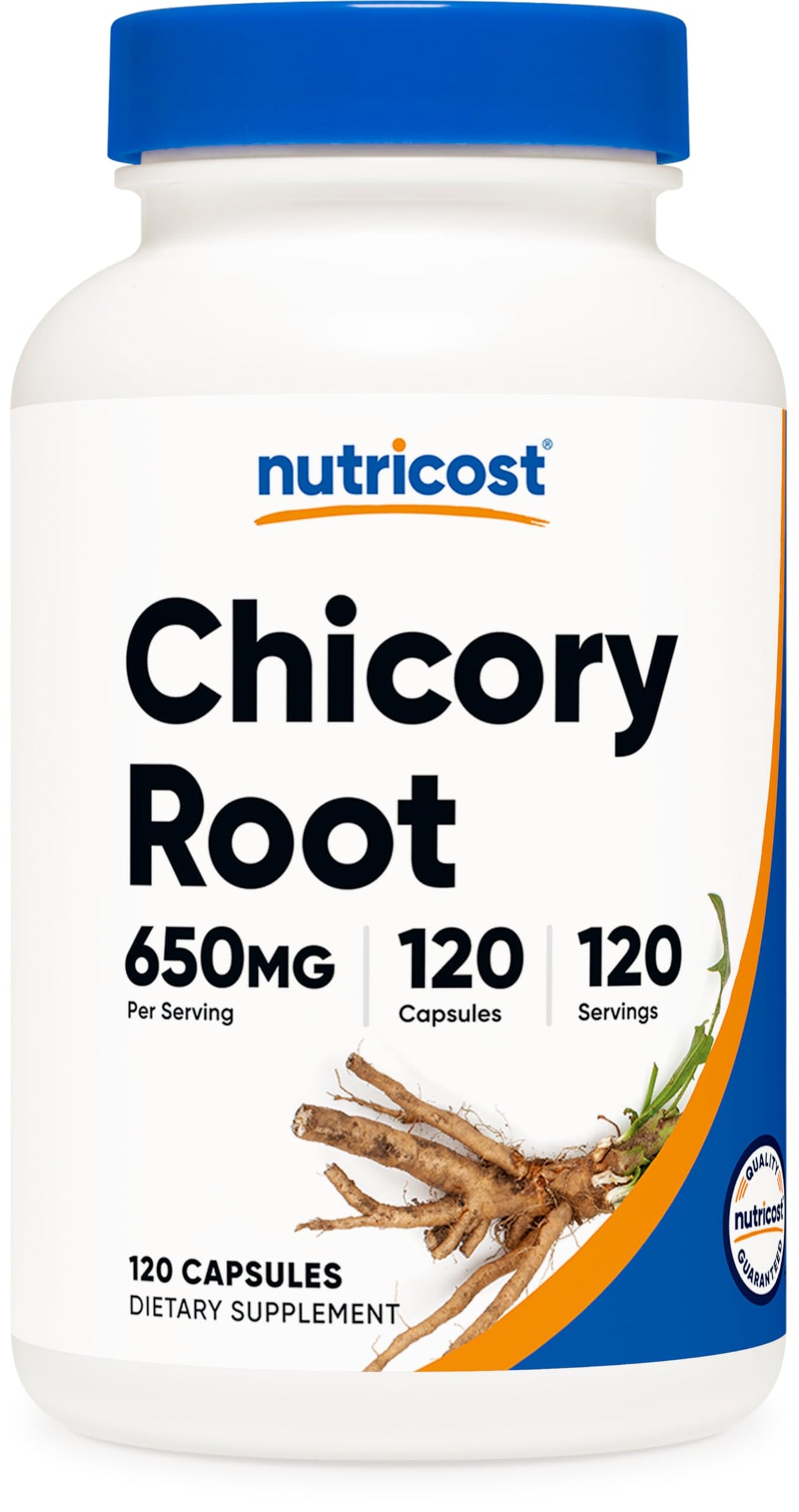 Nutricost Chicory Root 650mg capsule bottle with 120 capsules