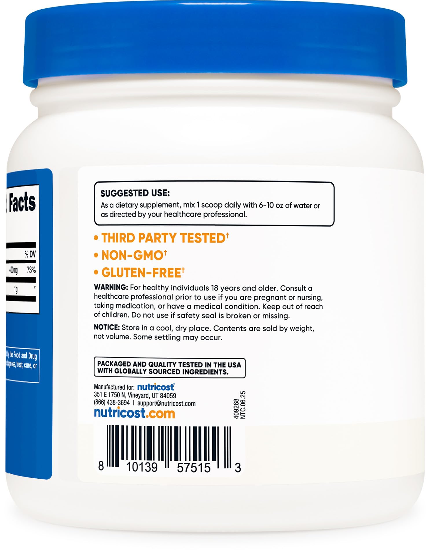 GMP compliant and FDA registered manufacturing facility for Nutricost Choline Bitartrate