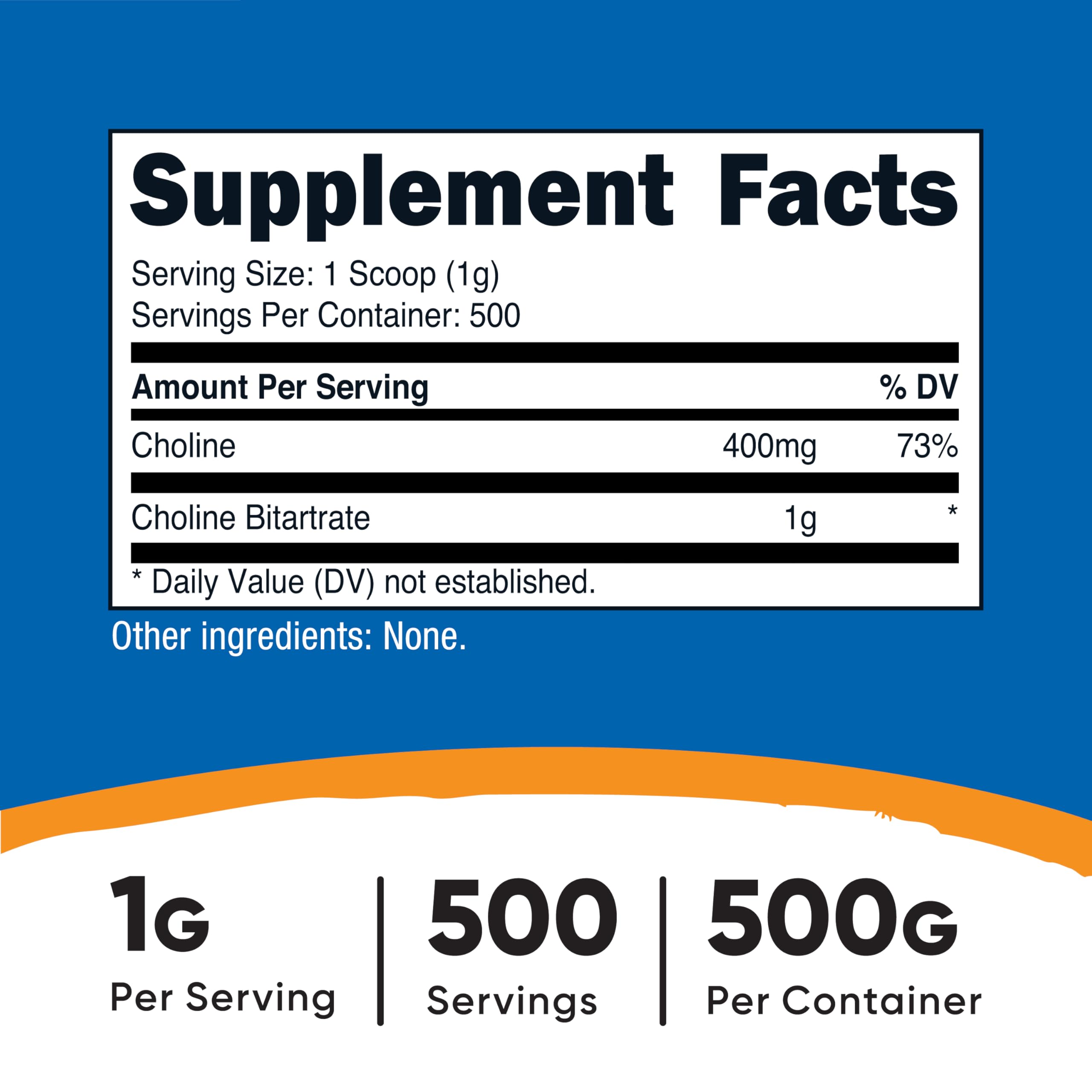 Serving scoop with Nutricost Choline Bitartrate Powder (1 scoop per serving)