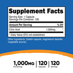 Close-up of a Citric Acid 1000mg capsule