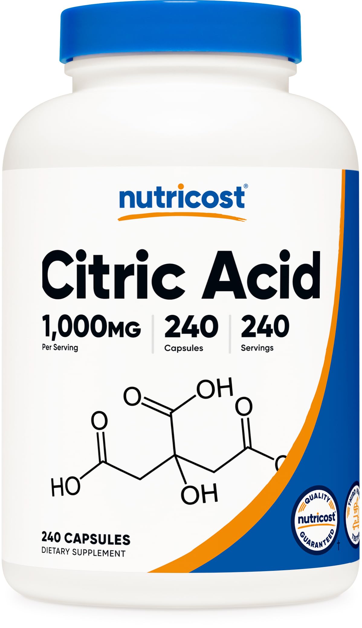 Nutricost Citric Acid 1000mg bottle label