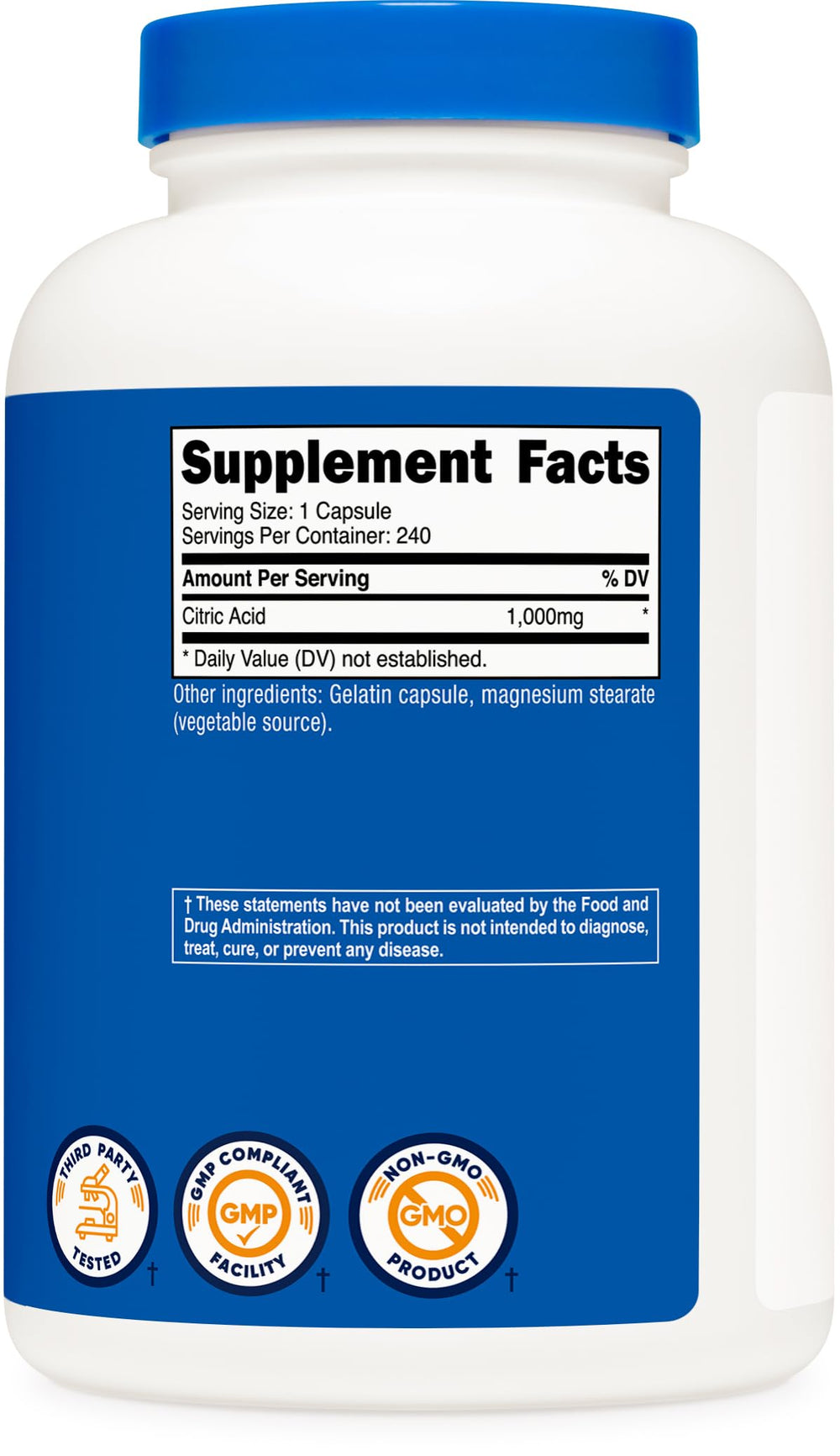 Soy-free formulation of Nutricost Citric Acid