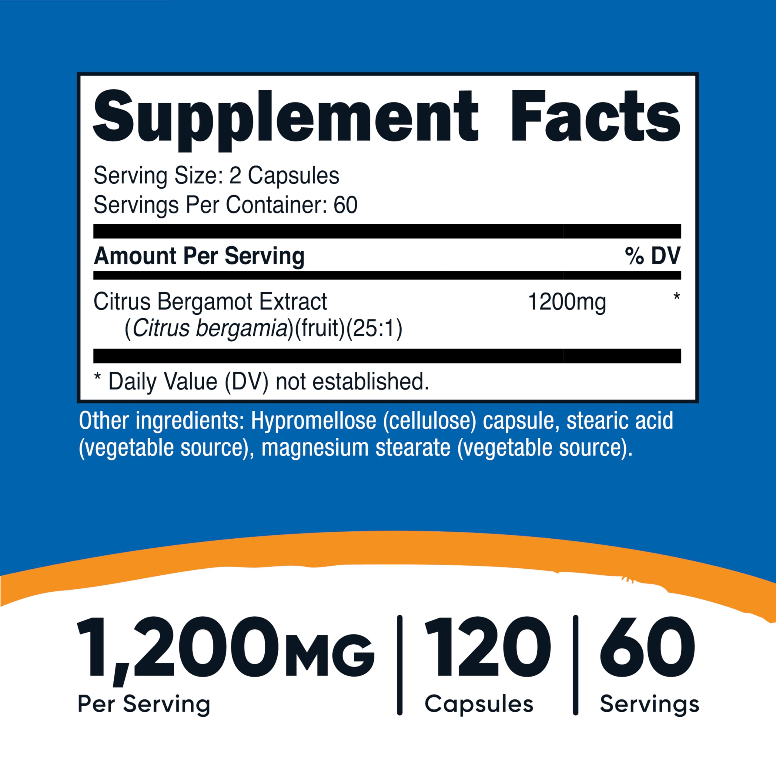 Close-up of Nutricost Citrus Bergamot label showing 25:1 extract