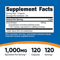 Close-up of Nutricost Clove 10:1 Extract bottle showing label