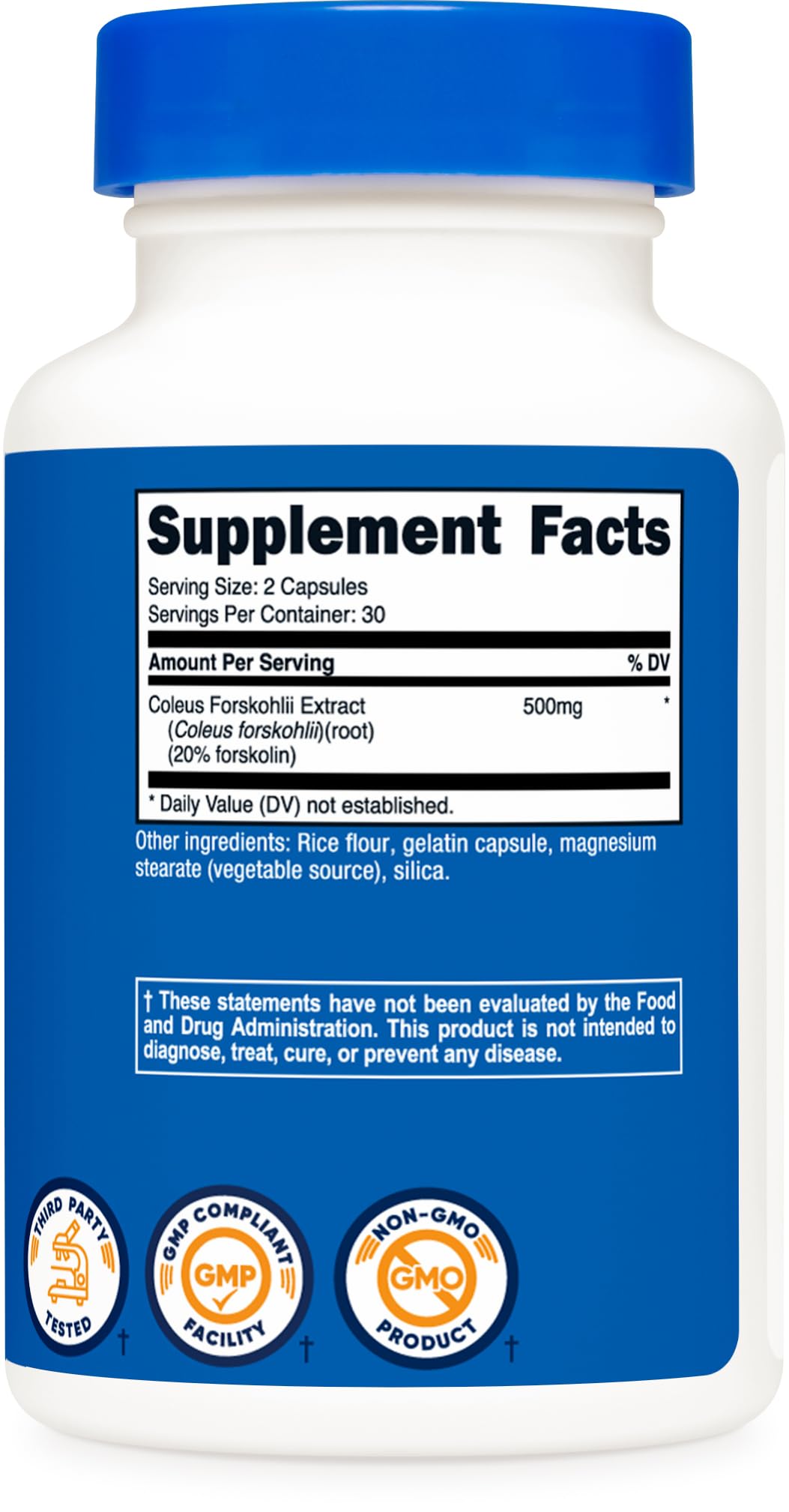 Front view of Nutricost Coleus Forskohlii 60-capsule bottle pack of 2
