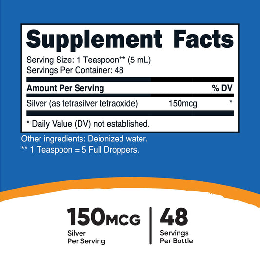 Side view of Nutricost Colloidal Silver 8oz bottle