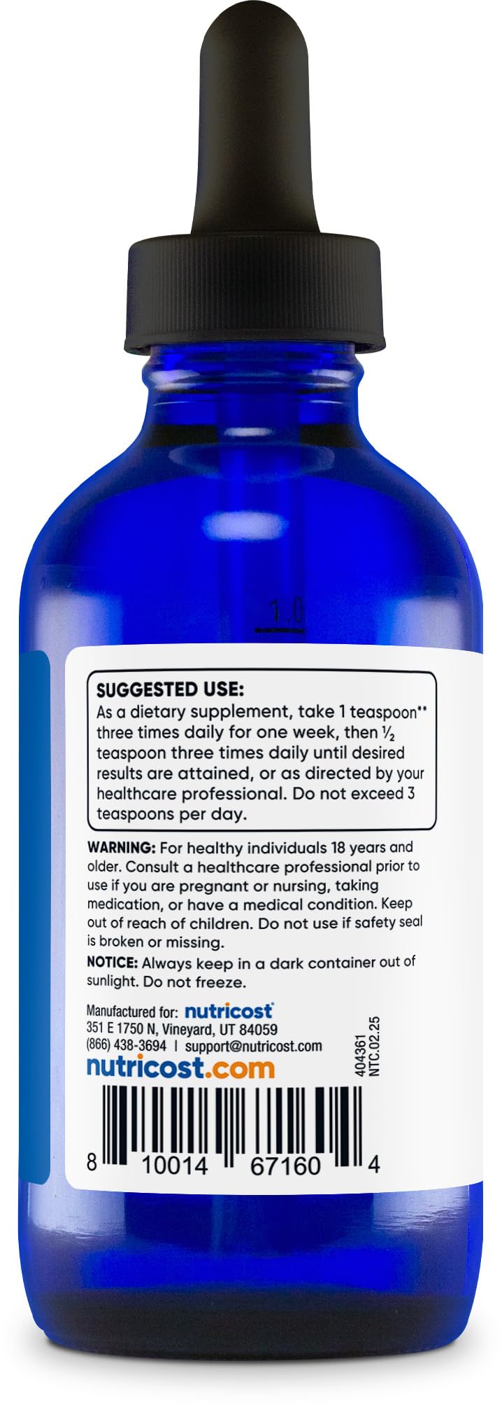 Blue cobalt glass bottle provides UV protection to colloidal silver