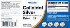 Nutricost colloidal silver packaging in glass bottle
