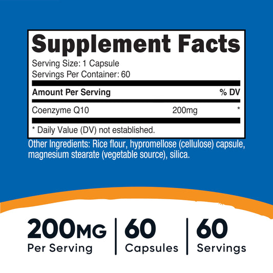 Close-up of CoQ10 200mg capsules