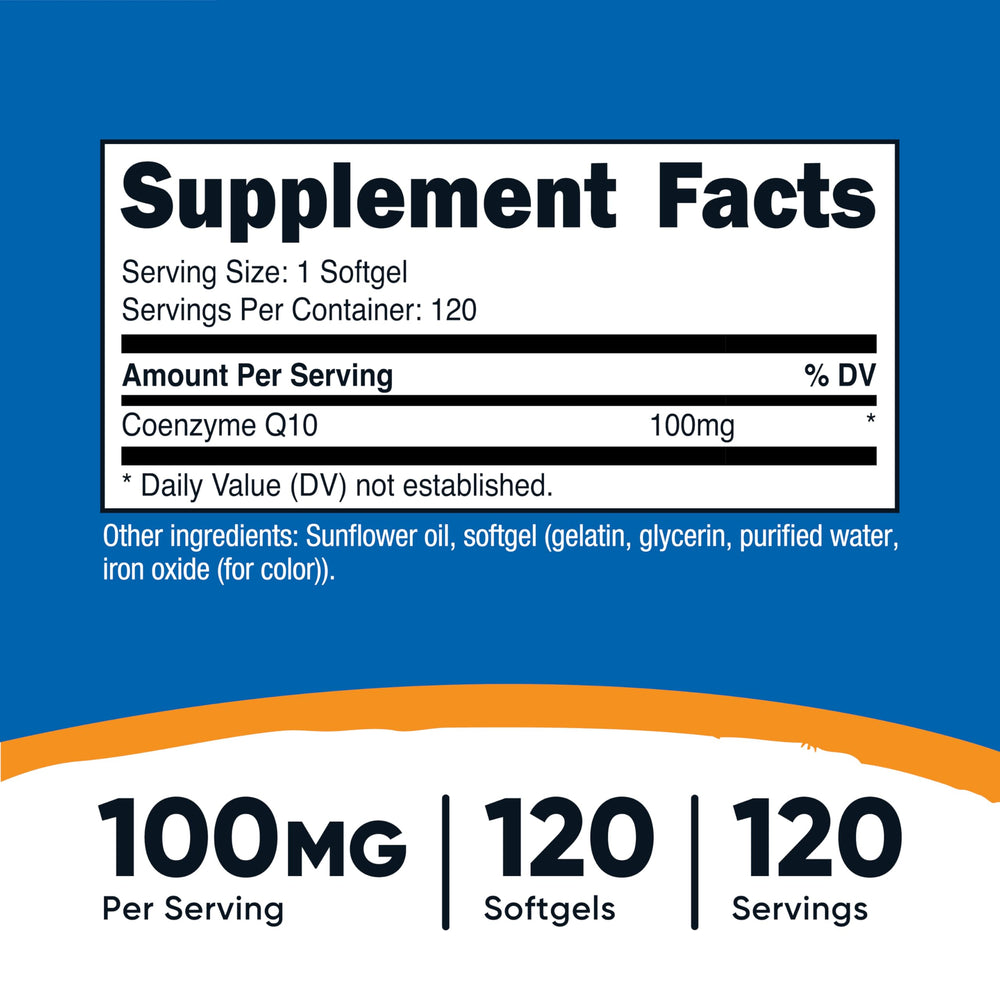 Nutricost CoQ10 bottle on a clean surface