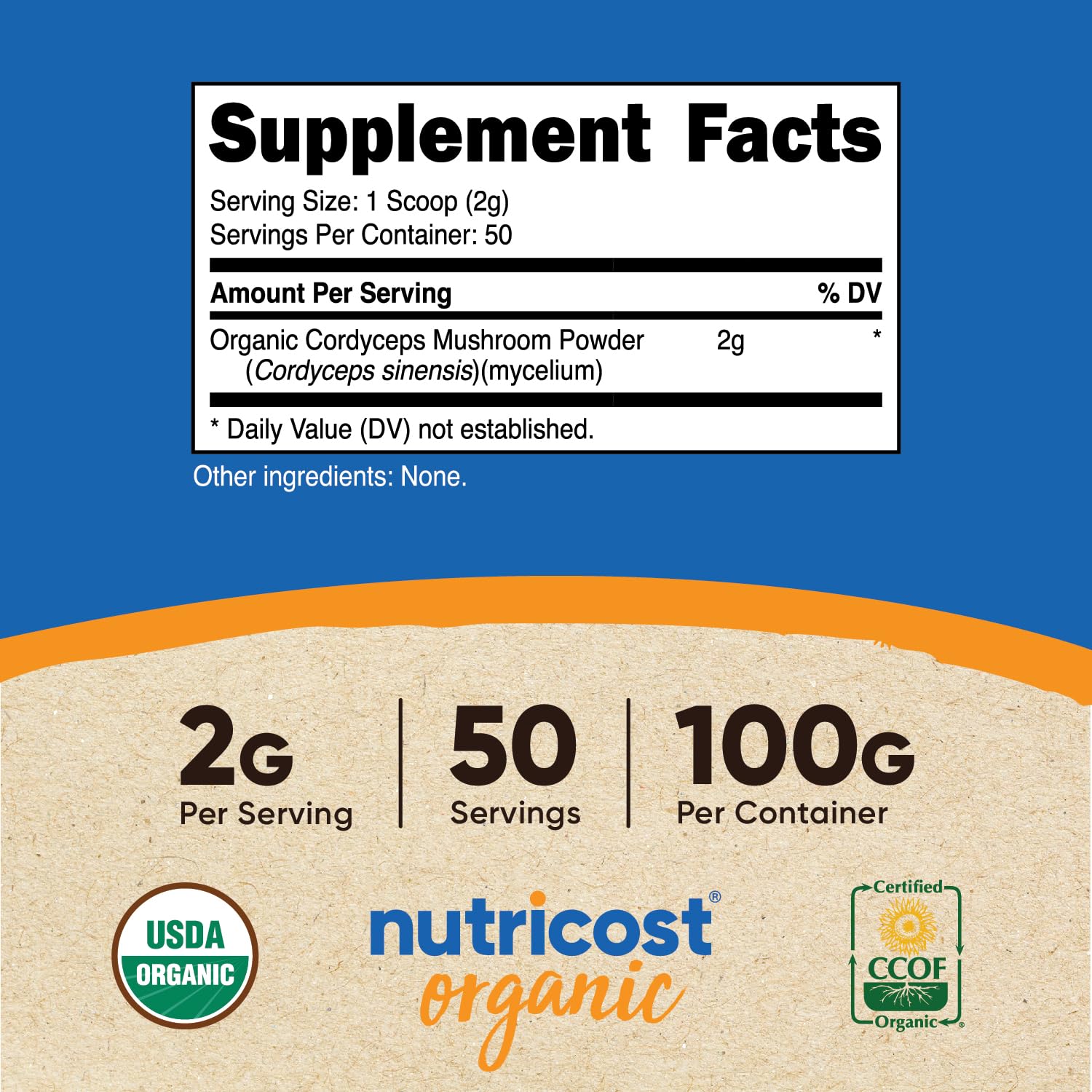 Cordyceps powder scoop with 2g serving