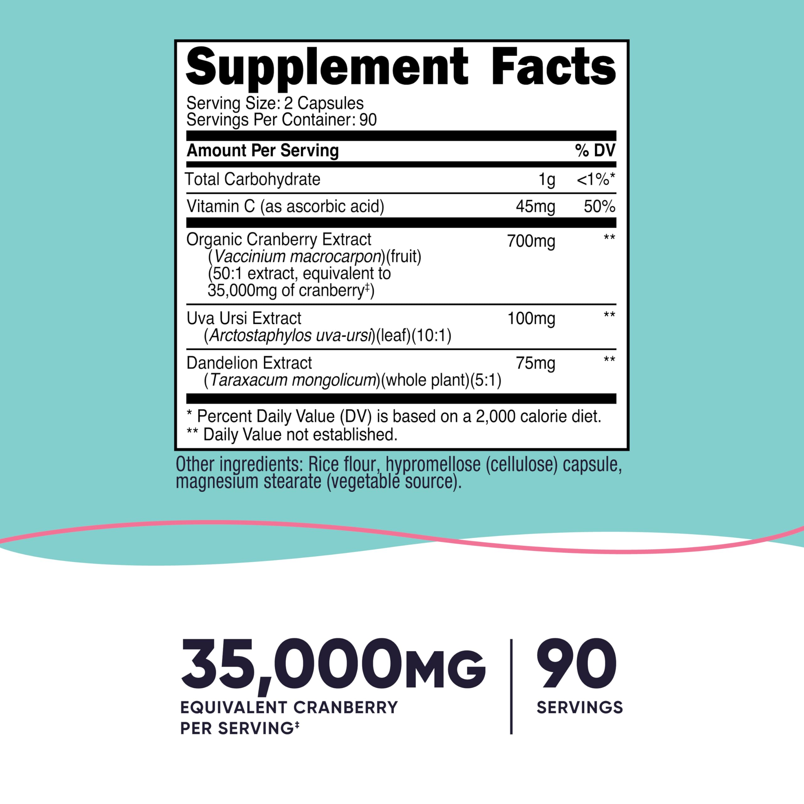 Close-up of Nutricost Cranberry Extract for Women label