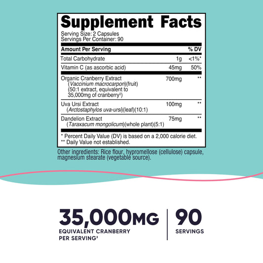 Close-up of Nutricost Cranberry Extract for Women label