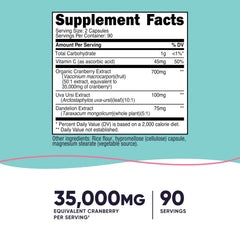 Close-up of Nutricost Cranberry Extract for Women label