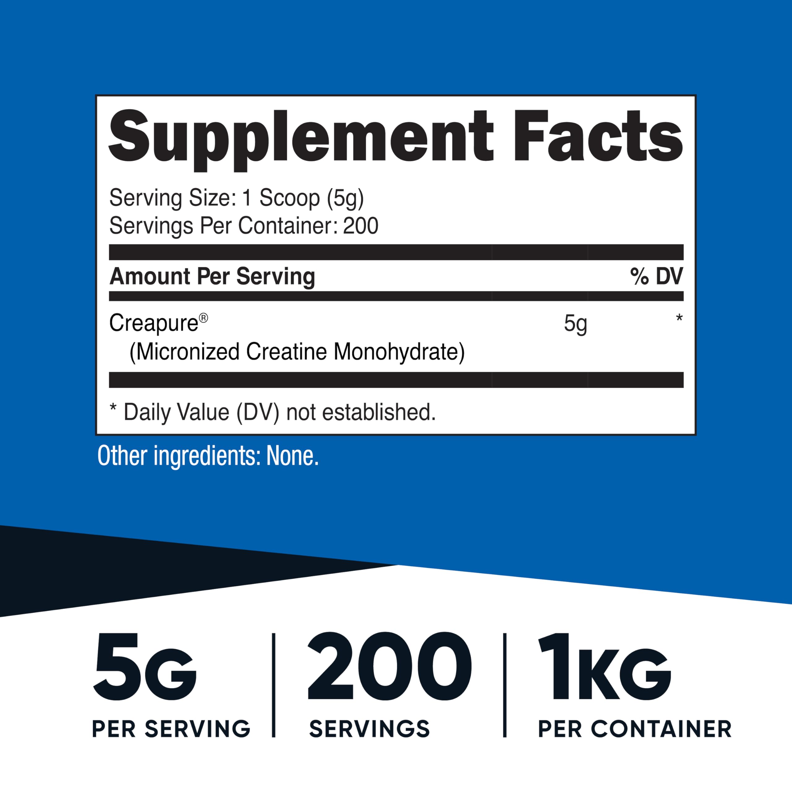 Nutricost Creapure scoop included for precise 5g servings.
