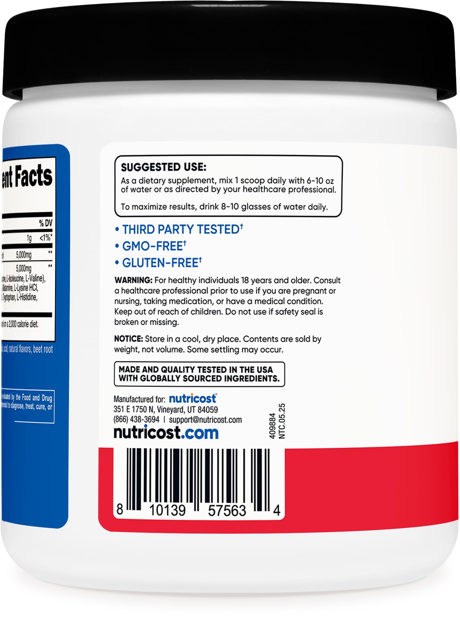 Close-up of Nutricost Creatine + Aminos Fruit Punch scoop