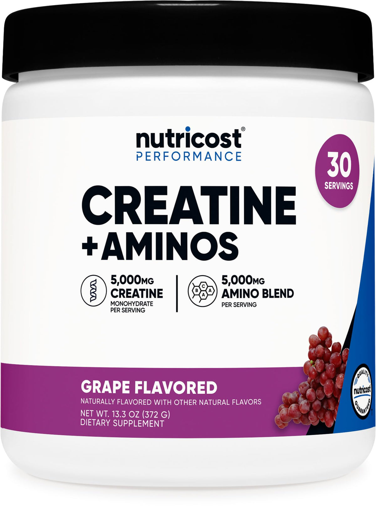 Nutricost Creatine + Aminos Grapes flavor bottle front