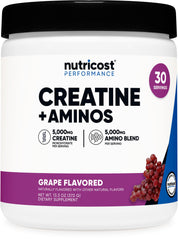 Nutricost Creatine + Aminos Grapes flavor bottle front