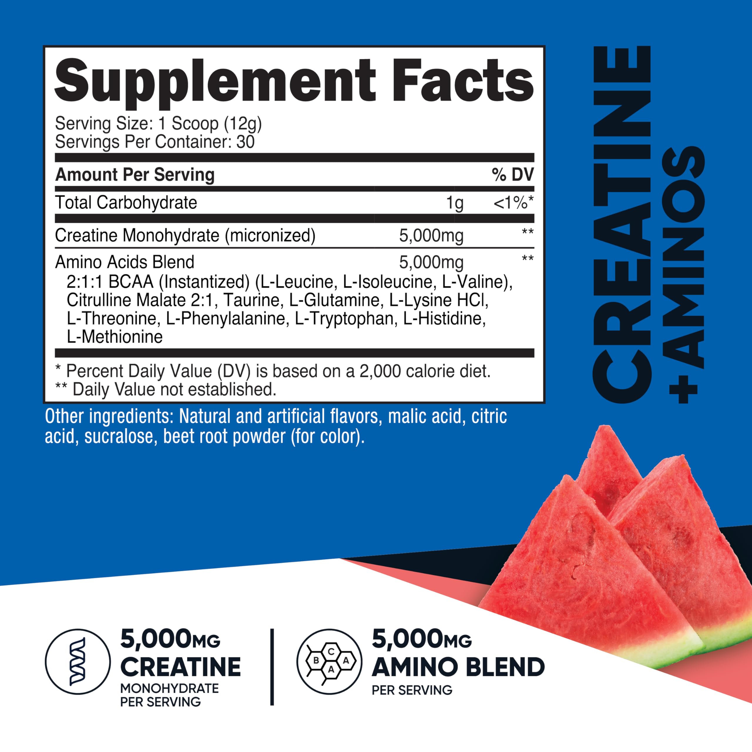 Nutricost Creatine + Aminos Watermelon 30 Servings - pack shot