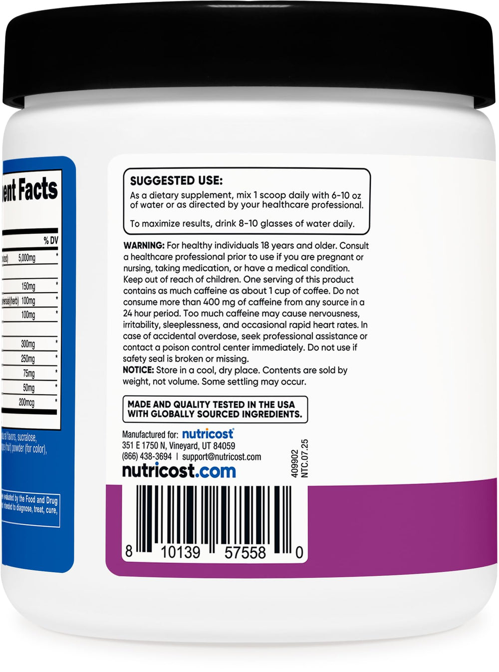 30-serving container of Nutricost Creatine + Energy