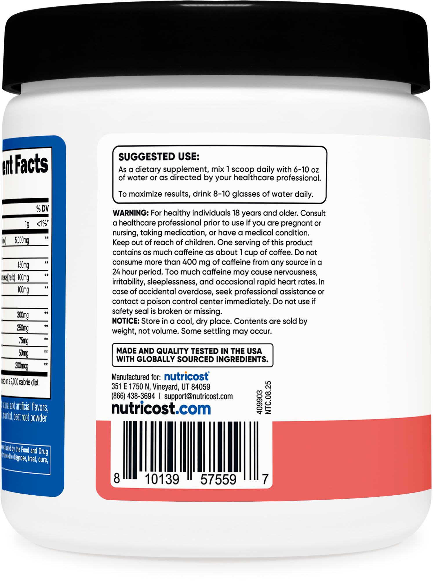 30-serving container of Nutricost Creatine + Energy