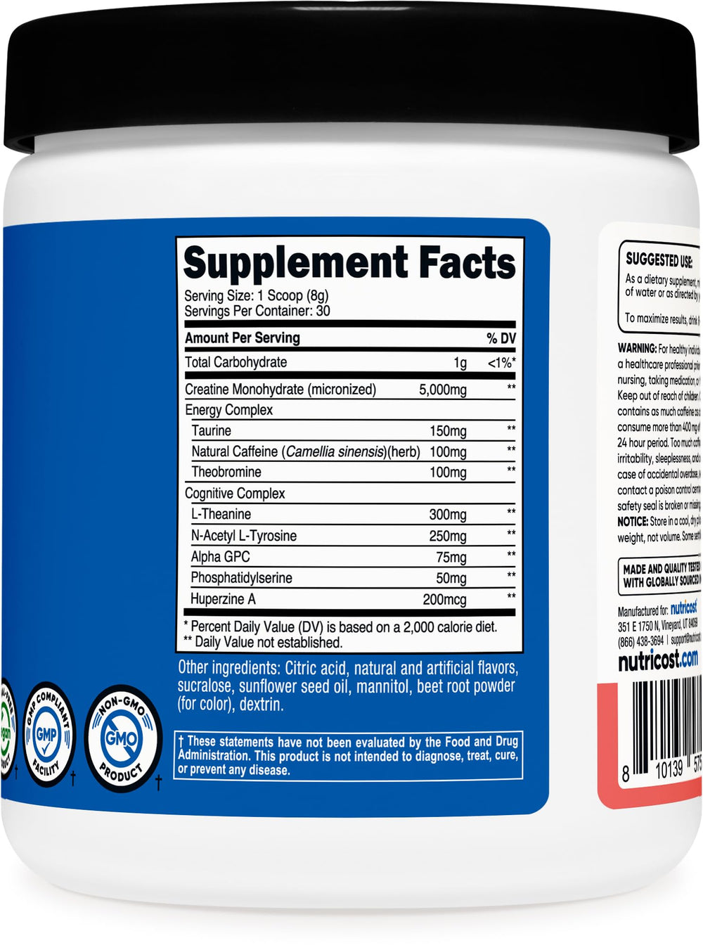 GMP-compliant facility and third-party tested Nutricost label