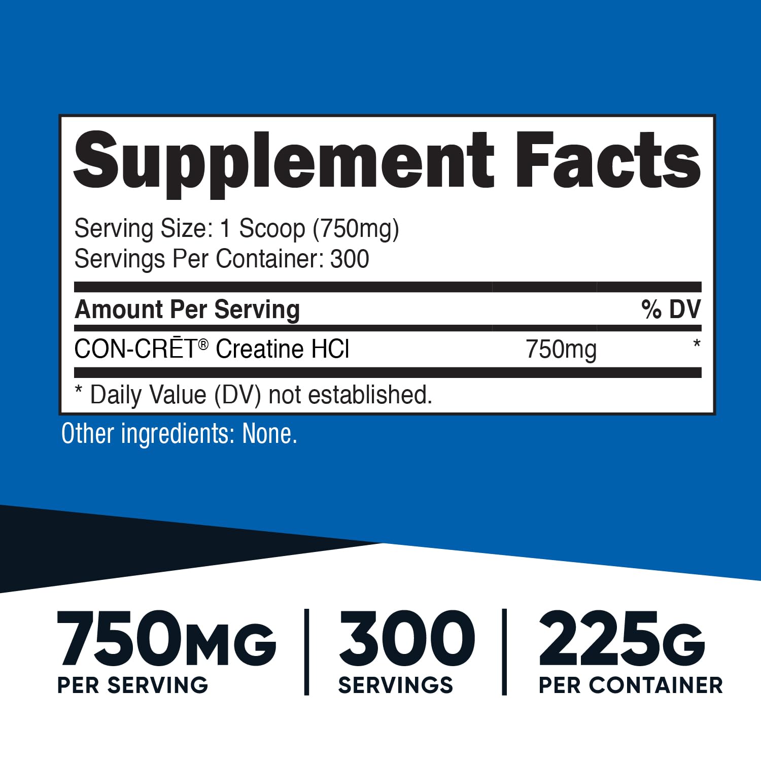 Nutricost Creatine HCl Powder 8 oz bottle - back label