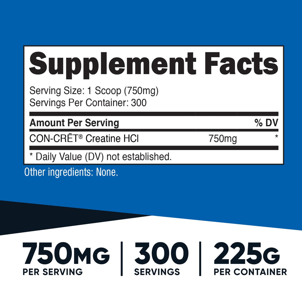 Nutricost Creatine HCl Powder 8 oz bottle - back label