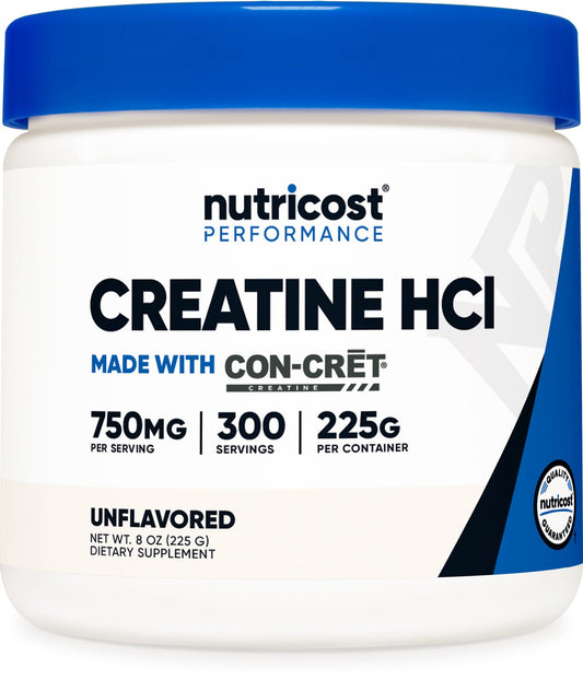 Nutricost Creatine HCl Powder 8 oz bottle - front view