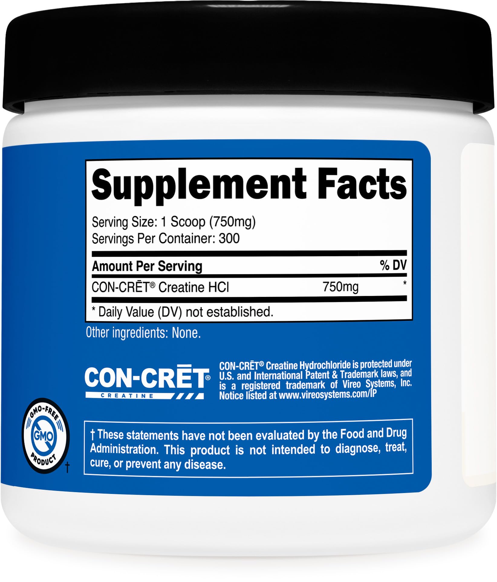 Nutricost Creatine HCl Powder in shaker showing gluten-free and GMO-free options