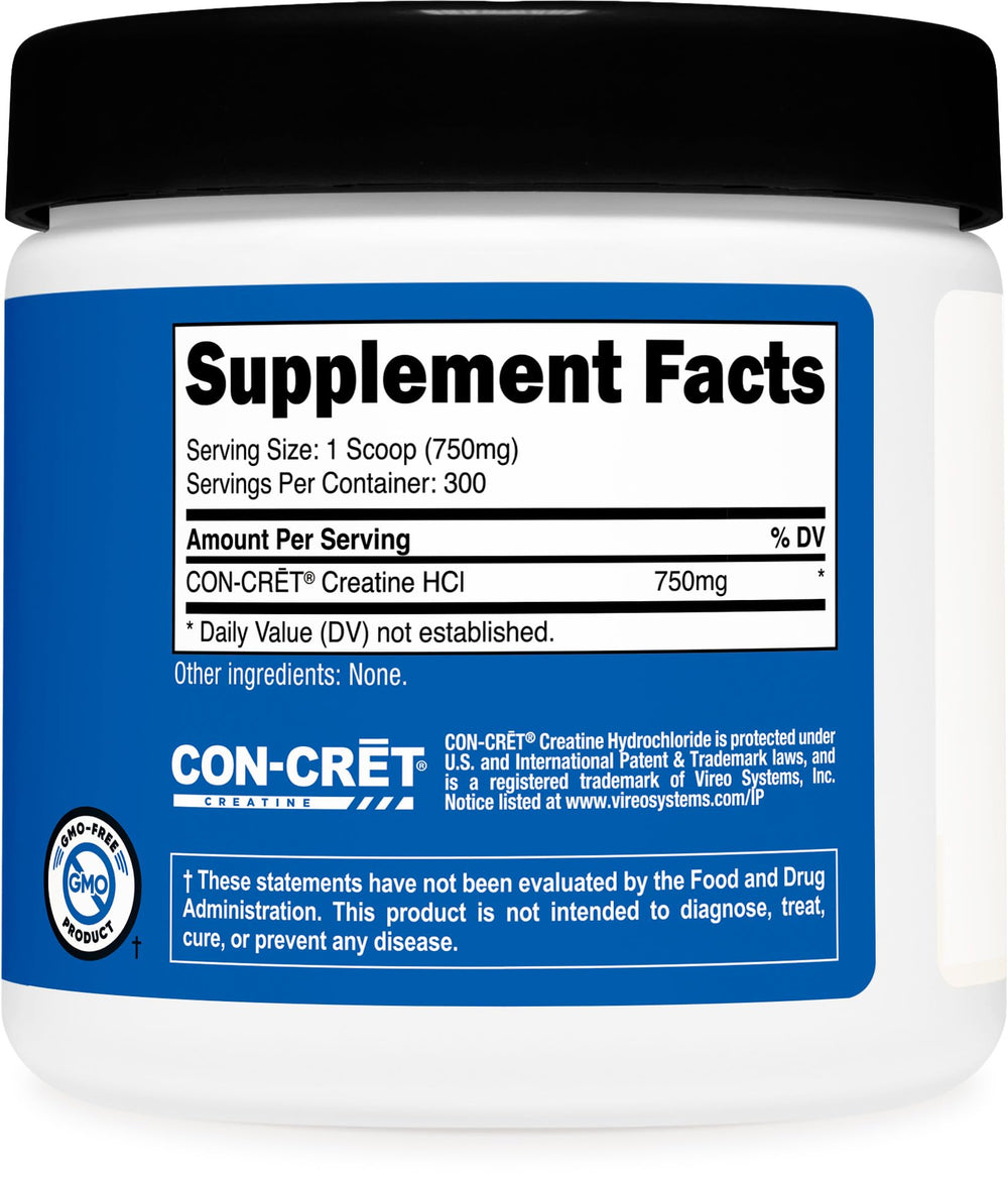 Nutricost Creatine HCl Powder in shaker showing gluten-free and GMO-free options