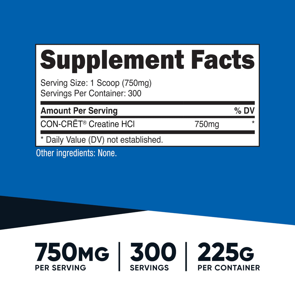 Nutricost Creatine HCl Powder scoop shown for consistent daily servings