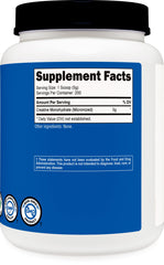 Nutrition facts and servings for Nutricost Creatine Monohydrate Micronized 1 kg