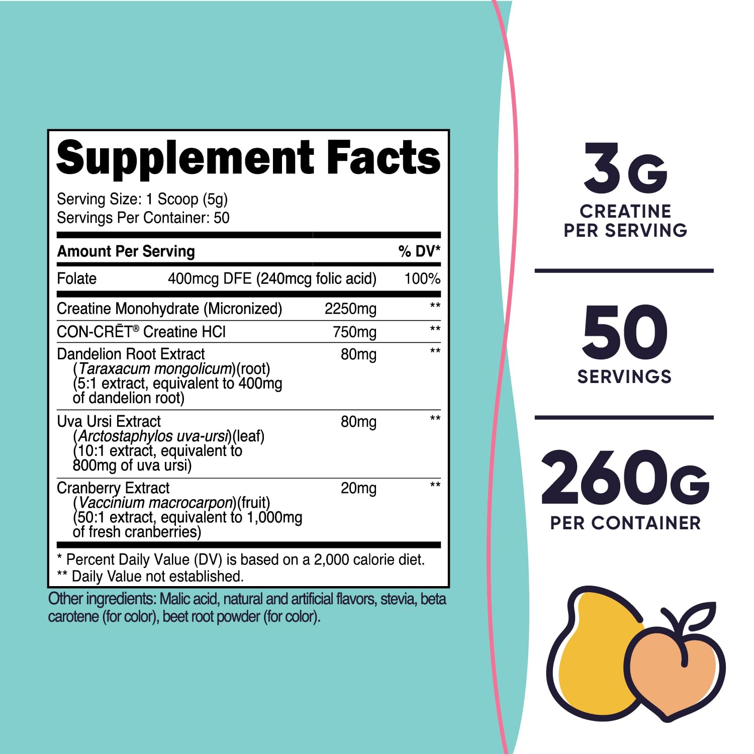 Scoop of Nutricost Peach Mango Creatine Monohydrate powder