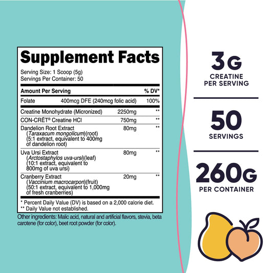 Scoop of Nutricost Peach Mango Creatine Monohydrate powder