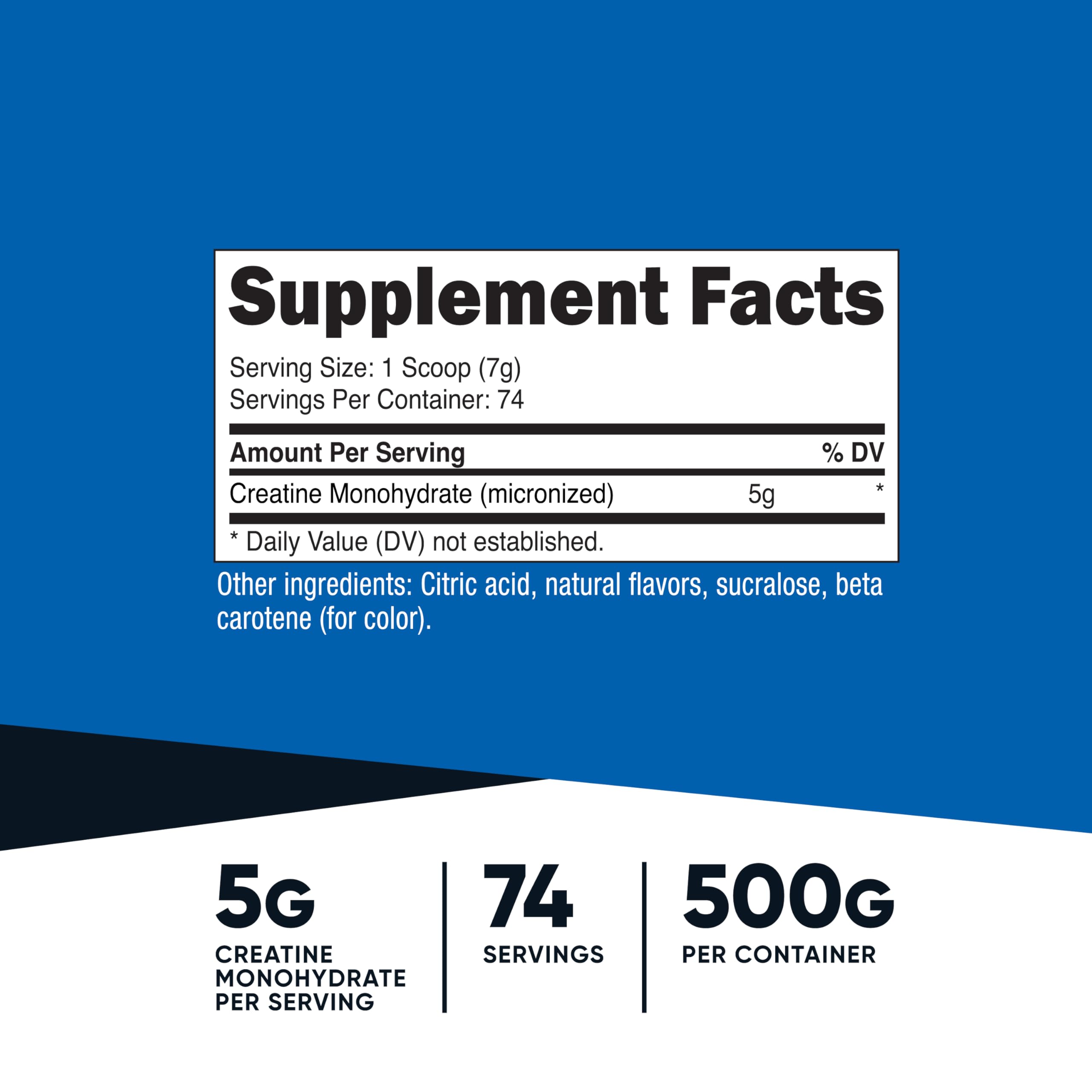 5g serving scoop of micronized creatine monohydrate powder